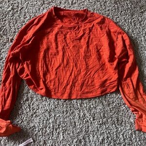 Lululemon Athletica Orange Crop Hoodie Relaxed Fit